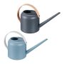 Set of 2 watering cans 17.5x13x33cm, 1.7L., dark gray/light blue, light brown, white colors