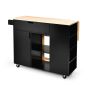 Kitchen island on casters 124x76x92cm., black/light brown
