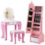 Children's mirror 31.5x30x115cm., pink/black
