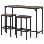 Set of 2 bar stools and table, brown/black