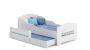Children's double bed Michas with mattress and safety barrier 164x85x63 / 145x80x15cm, train