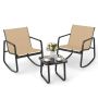 3-piece garden furniture set, brown/black