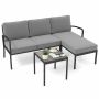 3-piece garden furniture set, grey/black