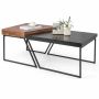 Set of 2 coffee tables, black/brown