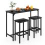 Set of 2 bar stools and table, black