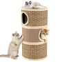 3-tier cat house with scratching post, 70 cm, brown