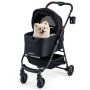 3-in-1 Pet Stroller with Removable Carrier and Adjustable Canopy, Black