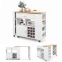 Kitchen island on casters 120x40x100cm., white/light brown