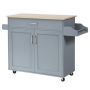 Kitchen island on casters 116x40x85cm., gray/light brown