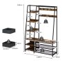 Clothes rack 122x40x180cm., black/brown
