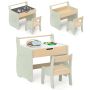 Children's table with chair, green/light brown