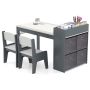 Children's table with chairs, gray/white