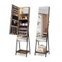 Standing mirror-jewelry cabinet 41x35x166cm., brown/black