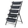5-layer vertical planter with drainage system and removable trays, black