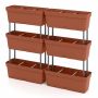 Set of 6 flower pots 49x16x16cm., brown