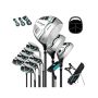 Set of 10 golf clubs with bags, assorted colors