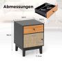 Bedside table 40x39x55cm., black/light brown