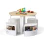 Children's table with 4 chairs, white/light brown