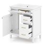 Bathroom cabinet with sink 76x46.5x86cm., white/gold color