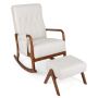 Armchair with footstool, beige/brown