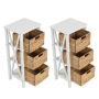 Set of 2 bedside tables 36x30x80cm., white/light brown