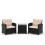 3-piece garden furniture set, black/beige