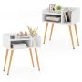 Set of 2 bedside tables 50x32x58cm., white/light brown