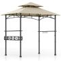 8 x 5 m Outdoor BBQ Gazebo with 2 Shelves and 10 Hooks, Beige