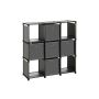 Cube-shaped shelf with 5 fabric boxes