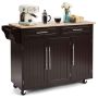 Kitchen island on casters 121.5x45.5x92.5cm., dark brown/light brown color