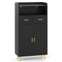 Cabinet 60x30x113cm., black/gold color