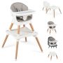 9-in-1 convertible high chair with removable tray, beech wood legs, 15 kg capacity, gray