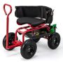Garden seat on wheels 90x61x69cm., black/red