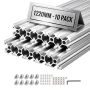 Алюминиевые экструзионные профили VEVOR 2020T-122-10-Y, 10 шт, Серебристый, 20 × 20 × 1220 мм