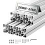 Alumiininen suulakepuristusprofiili VEVOR 4040, 6 kpl, Hopeanvärinen, 40 × 40 × 200 cm