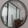 Round LED bathroom mirror, Black, Ø 60 × 3.5 cm