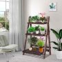 Plant stand, 3-tier, foldable, Brown, 60 × 32 × 93 cm