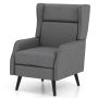 High-back armchair with removable seat cushion, gray