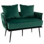Woven velvet double-decker armchair, green, with removable cushion
