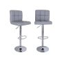 Set of 2 bar stools in faux leather, light grey