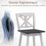 Bar stools, 2 pcs, Black/white/gray, 50.8 × 96.52 × 47 cm