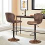 Bar stool set, 2 pcs., height adjustable, brown/black, 46 × 47 × 89–110 cm