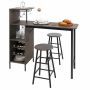 Bar table and chair set, 3-piece, Brown, 120 × 35 × 40 cm