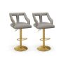 Set of 2 bar stools 47x50x111cm., gray/gold color
