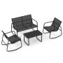 4-piece garden furniture set, black