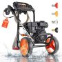 Bensiinikäyttöinen painepesuri VEVOR 2500BP, 4 suuttimella, Musta/oranssi, 71 × 44 × 37 cm