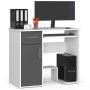 Desk NORE Jay, white/dark grey
