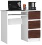 Desk NORE A-6, right, white/dark brown