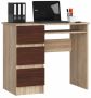 Desk NORE A-6, left, dark brown/oak color