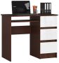 Desk NORE A-6, right, white/dark brown